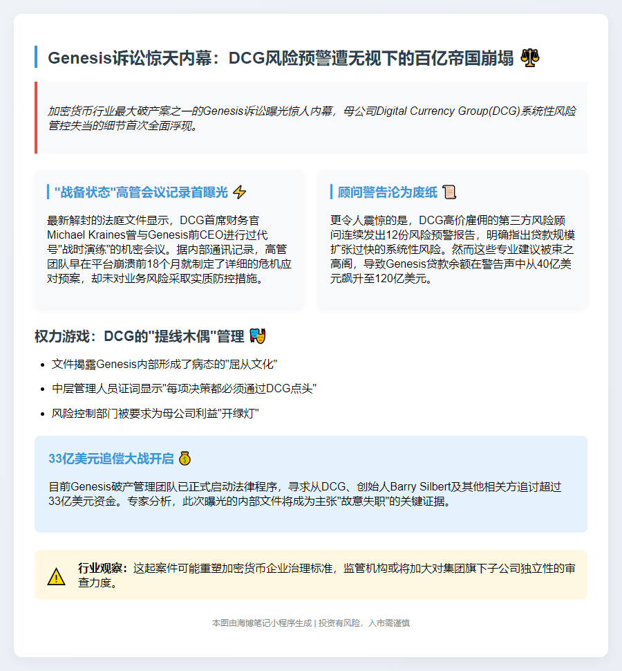 Genesis诉讼曝光DCG操控内幕及风险警示