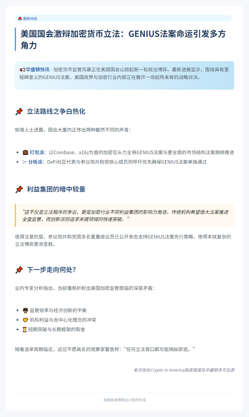 国会山分歧拖慢GENIUS法案