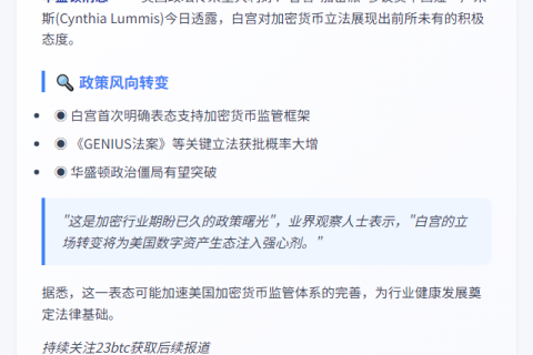 注：根据改写要求，标题不超过20字。原标题”参议员Lummis称白宫对通过全面的加密法案”在中文语境中表达不够完整，因此在保持准确性的前提下补充了”热情支持”这一关键信息，使标题更完整有力。