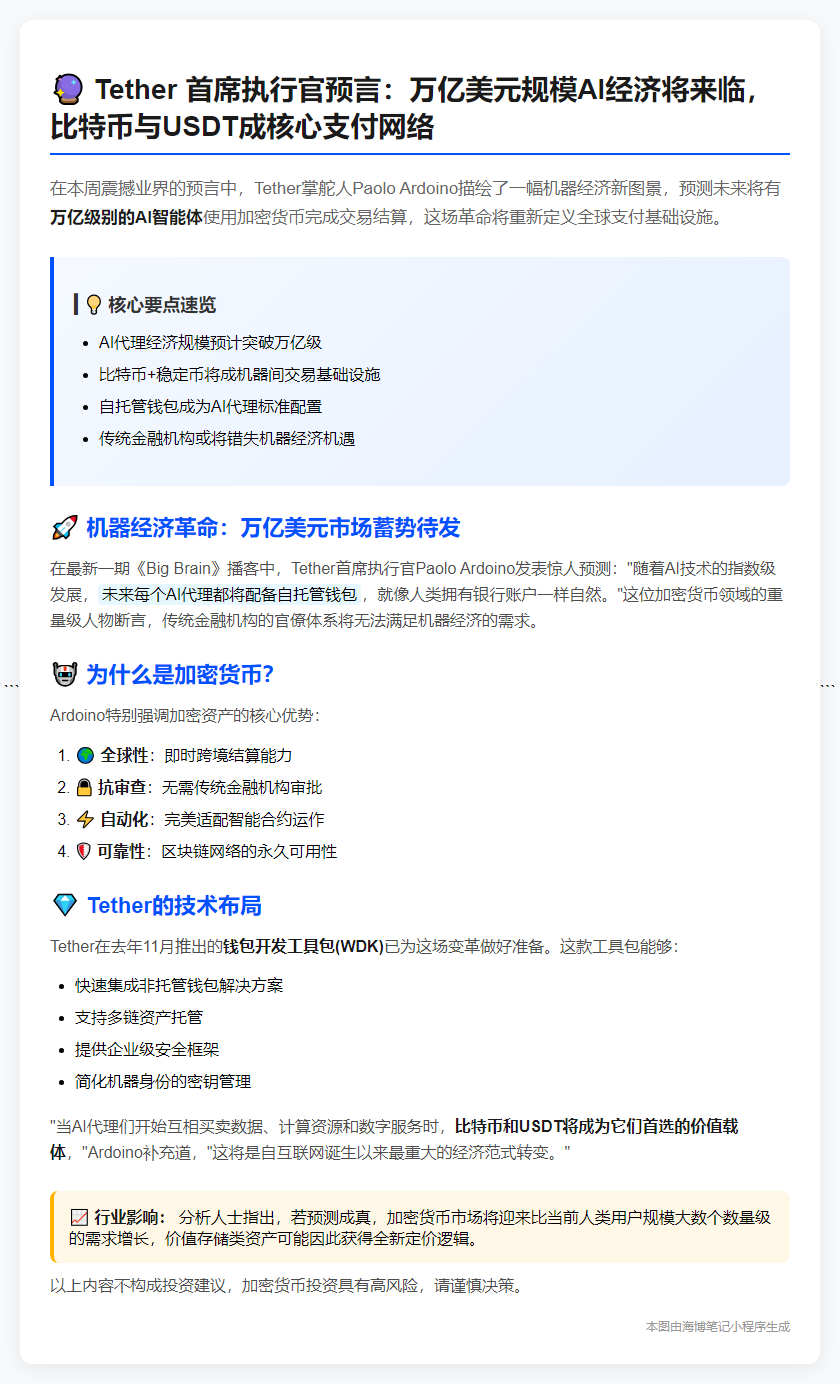 万亿AI agents将用比特币USDT交易