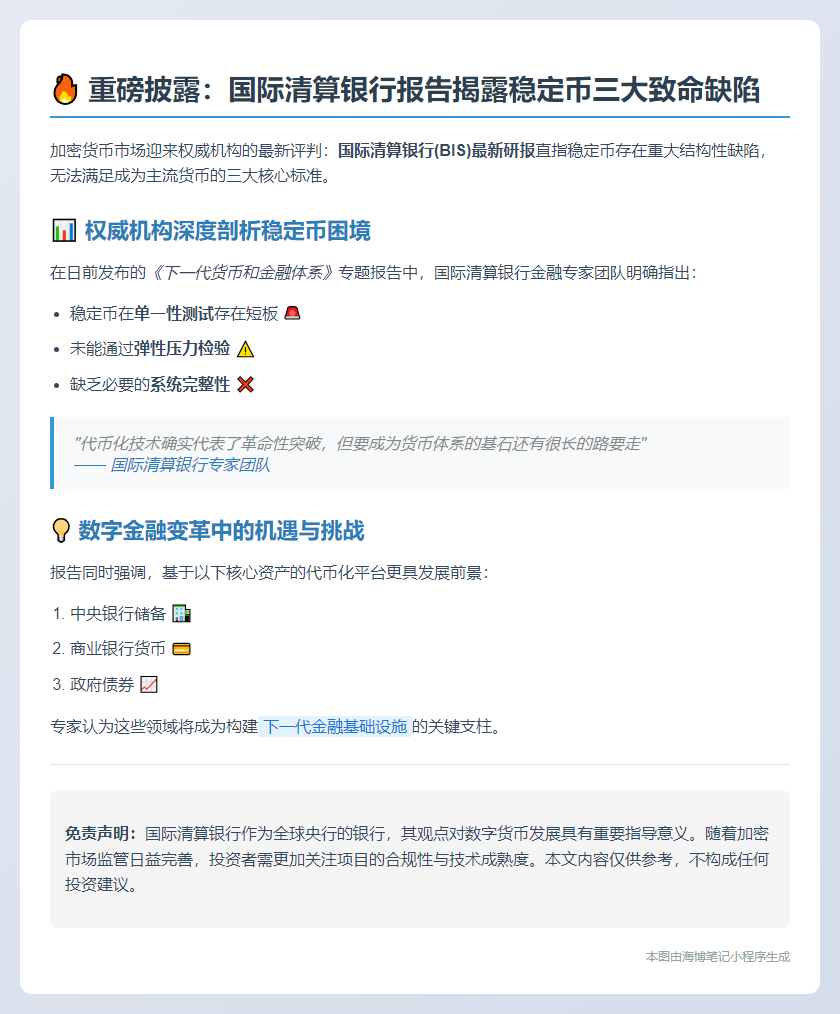 稳定币未通过货币三项关键测试