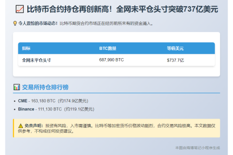 比特币合约未平仓头寸737.7亿美元