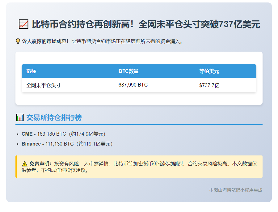 比特币合约未平仓头寸737.7亿美元