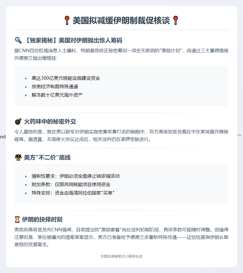 美国拟减缓伊朗制裁促核谈