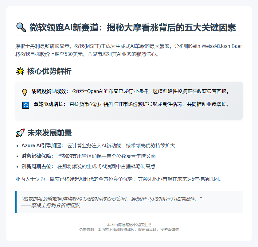 大摩：微软领跑AI创新周期