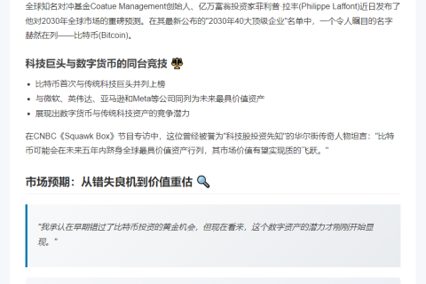 比特币或成未来五年全球顶级资产