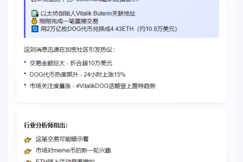 Vitalik兑换2万亿DOG获4.43ETH