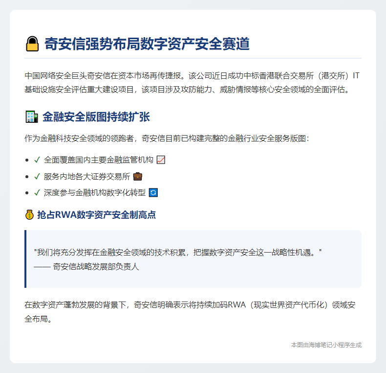奇安信紧盯RWA数字资产安全新机遇