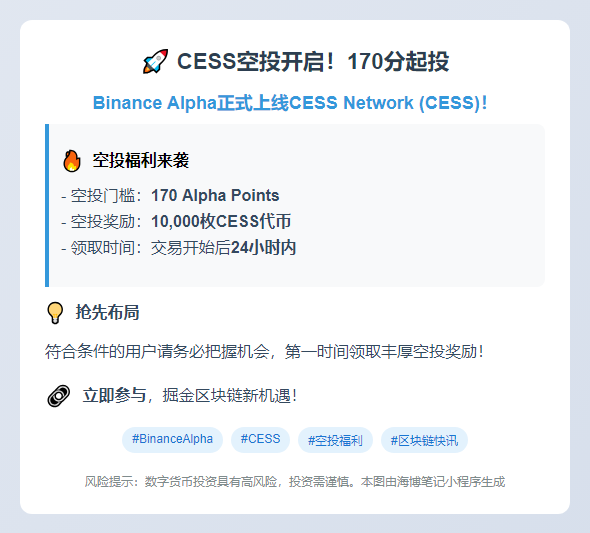 CESS空投开启！170分起投