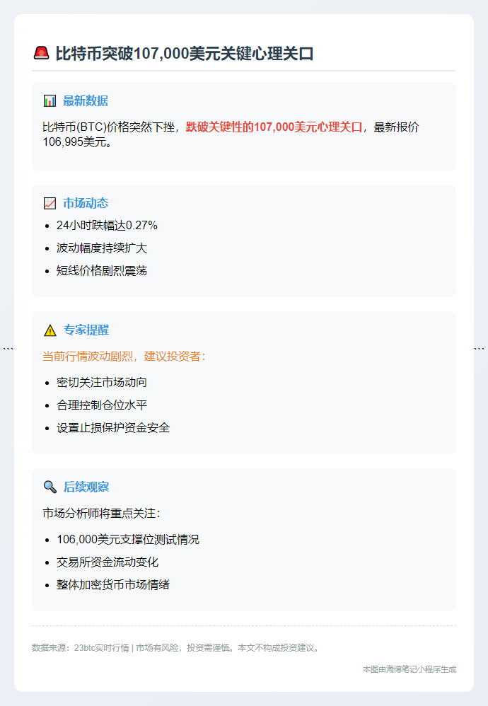BTC跌破107000美元