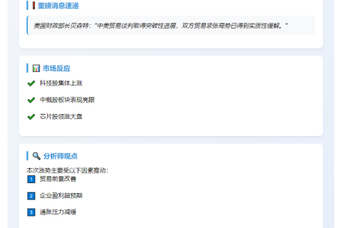 美股指期货飙涨 贸易局势缓和提振