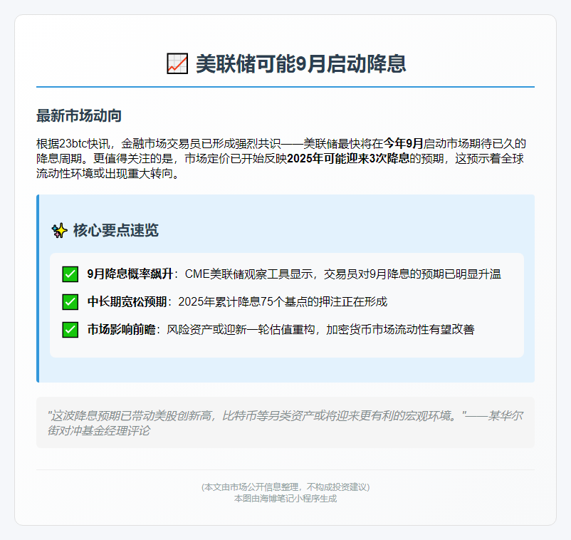 美联储可能9月启动降息