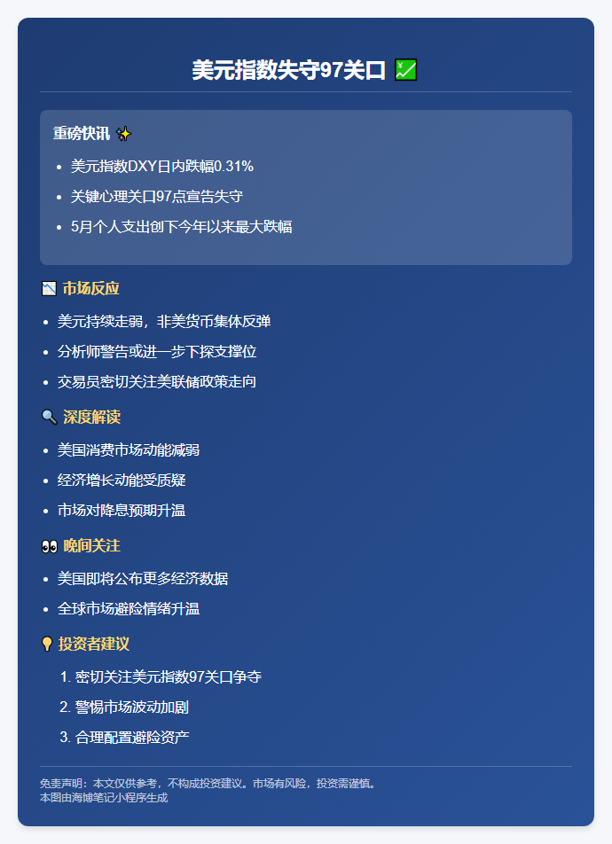 美元指数失守97关口