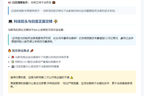 马斯克抨击税改法案无效