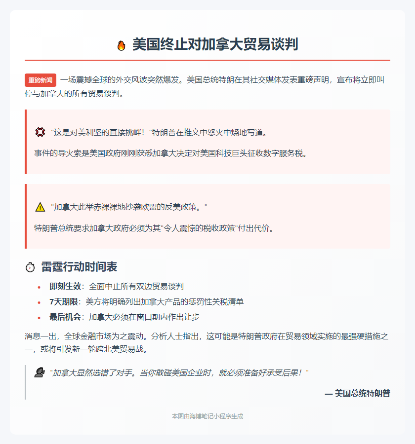 美终止对加贸易谈判