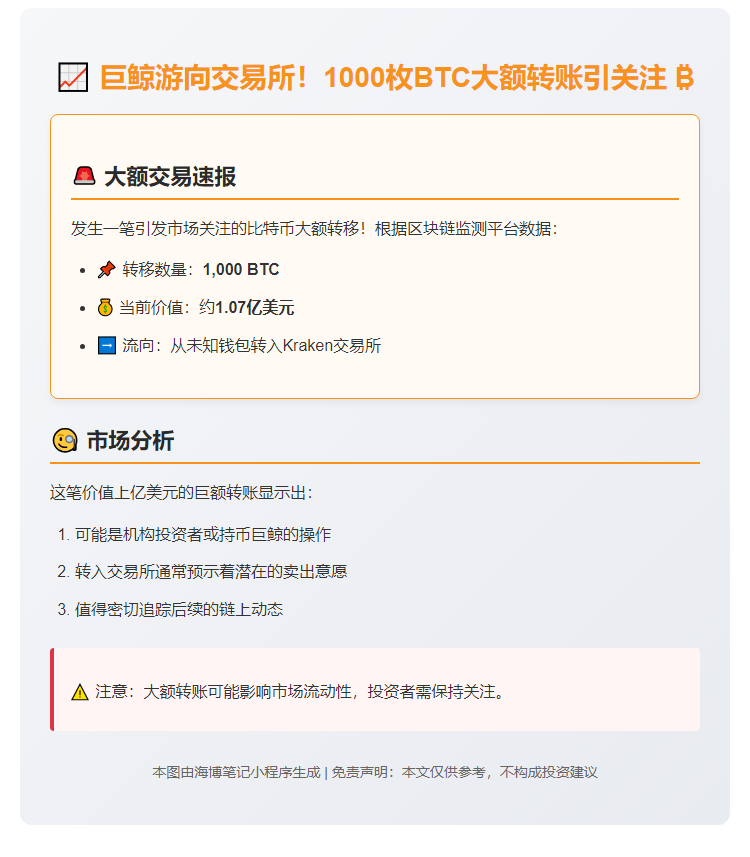 1000枚BTC转入Kraken交易所