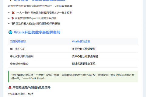 Vitalik：World ID威胁匿名性，建议多元化数字身份