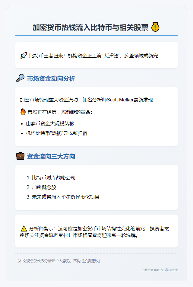 加密货币热钱流入比特币与相关股票