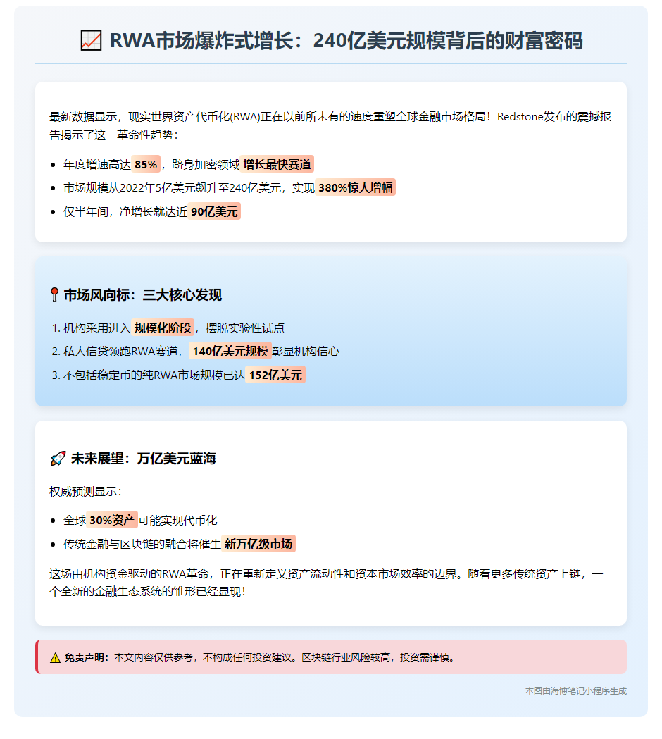 RWA市场规模激增85%达240亿美元