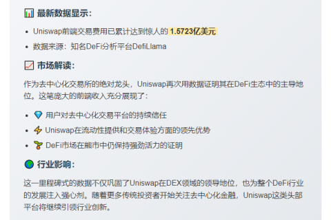 Uniswap交易费破1.57亿美元