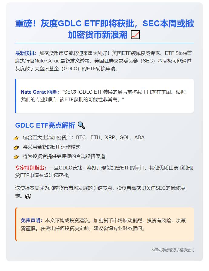 SEC本周或批准灰度GDLC ETF