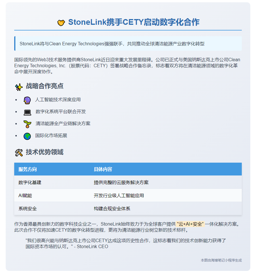 StoneLink携手CETY启动数字化合作