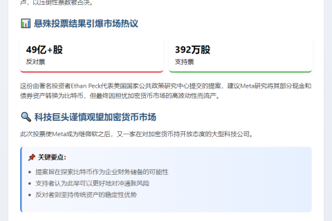 Meta股东否决比特币储备提案