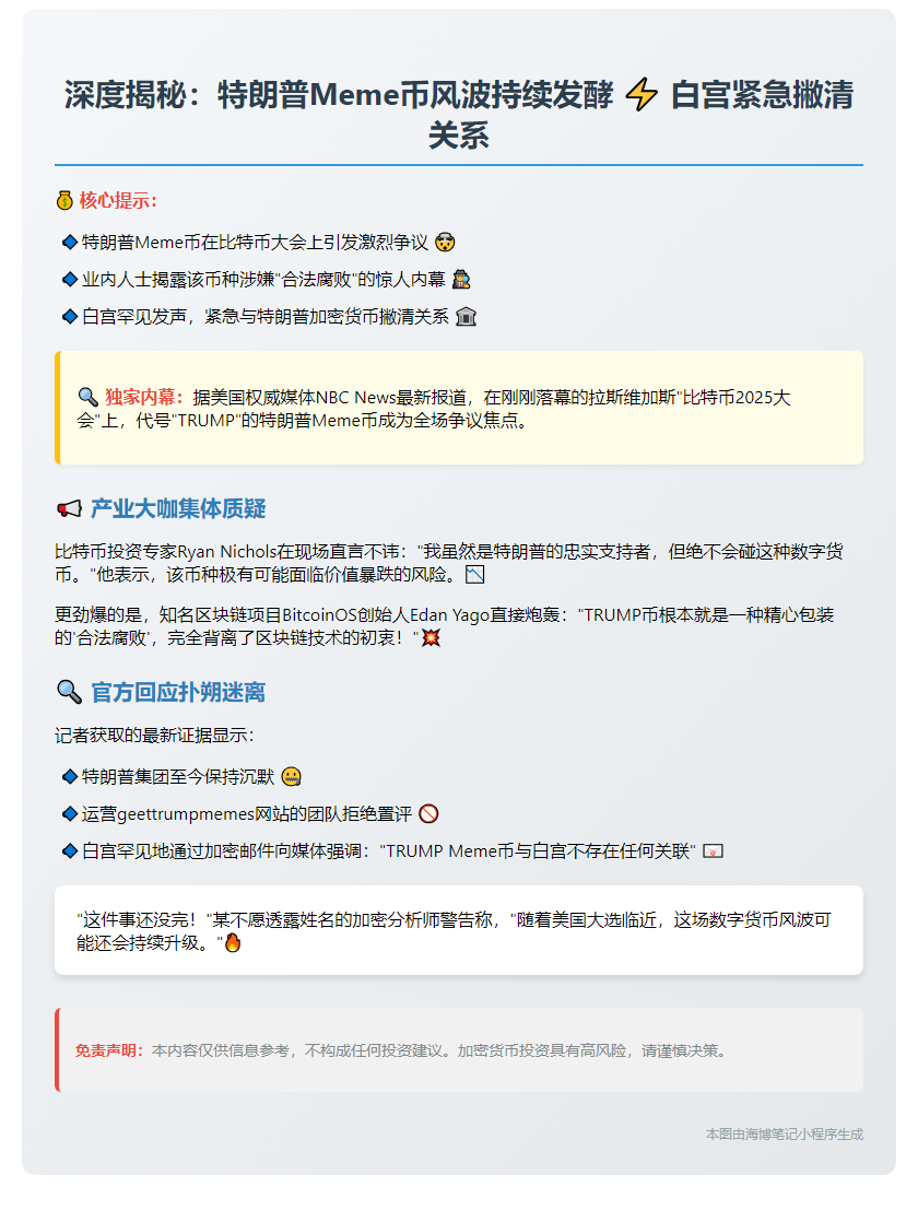 白宫回应：TRUMP币无关