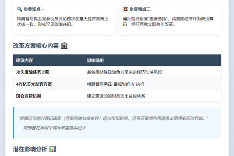 特朗普敦促取消债务上限防经济危机