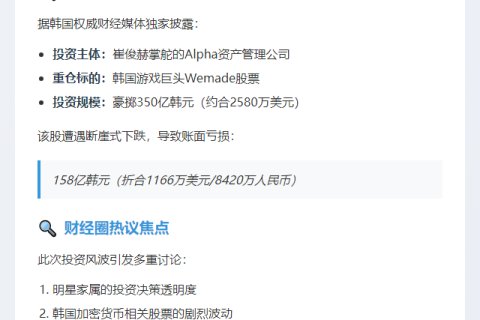 “全智贤老公炒币亏150亿”引热议