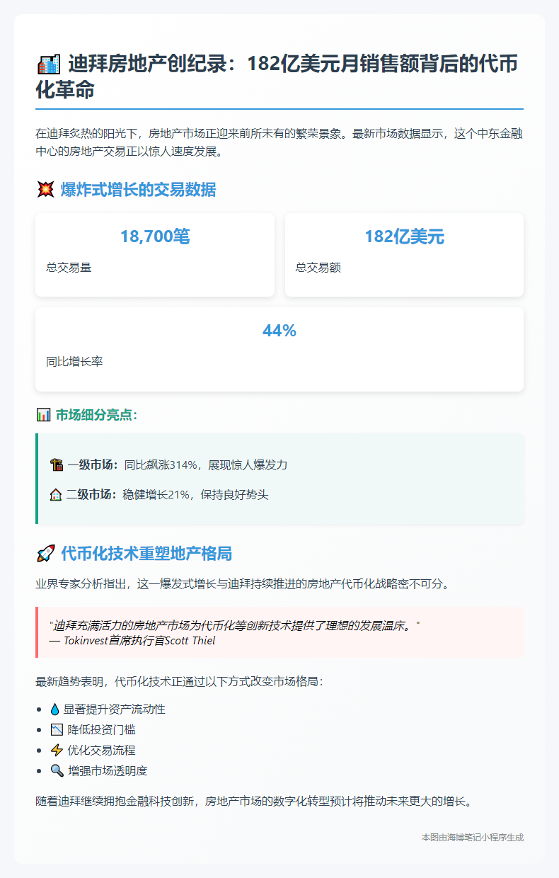 迪拜5月房销182亿，代币化加速