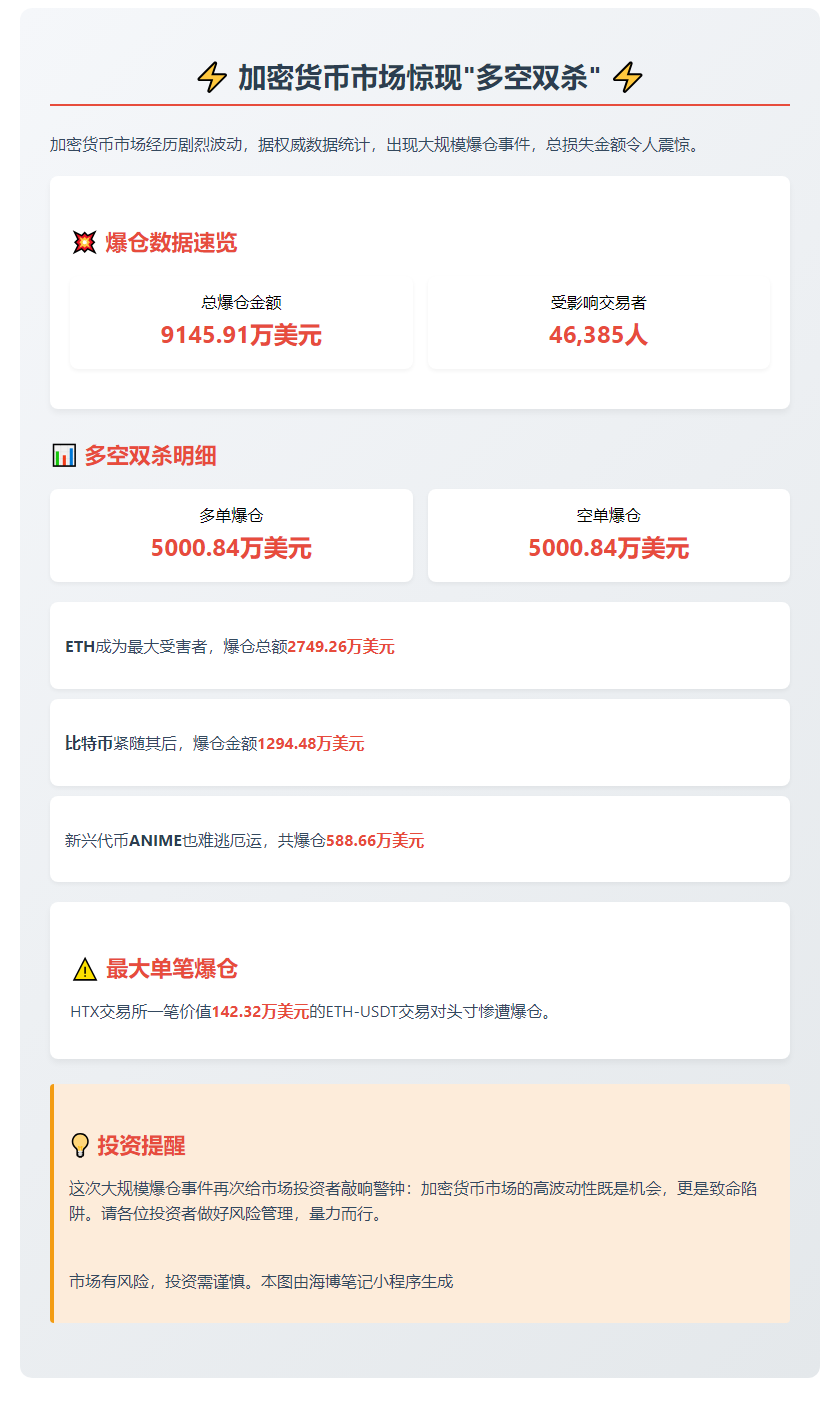 24小时全网爆仓9000万 多空双杀