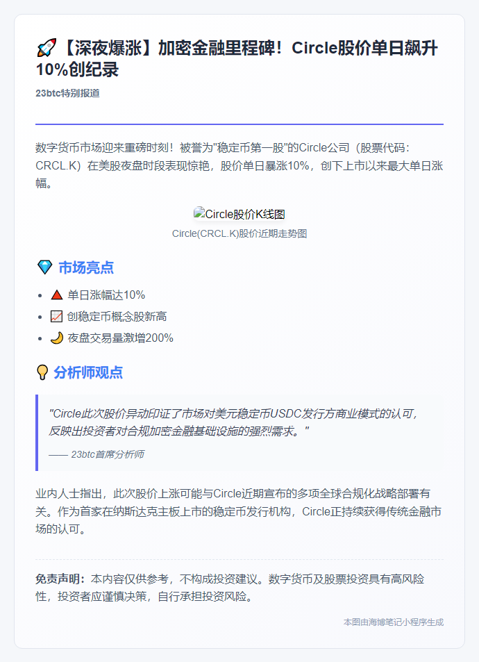 CRCL.K美股夜盘大涨10%