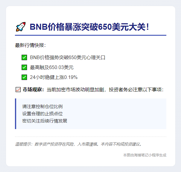 BNB破650美元