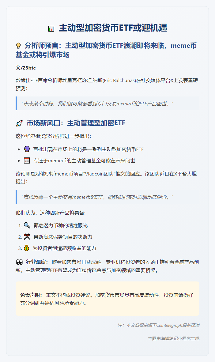 主动型加密货币ETF或迎机遇