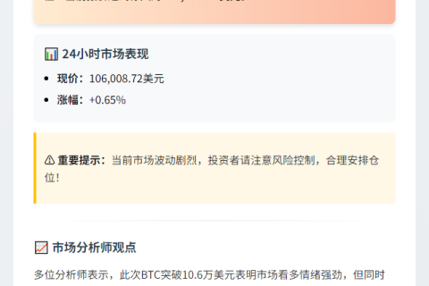 “BTC飙破10.6万美元！”