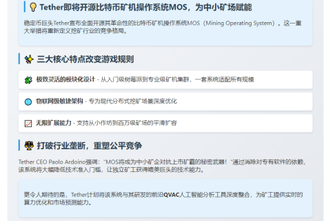 Tether将开源比特币矿机系统MOS