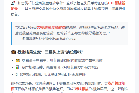 贝莱德ETF交易量将超道富