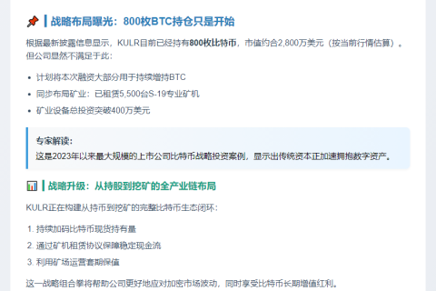 KULR拟募资3亿美元加仓比特币