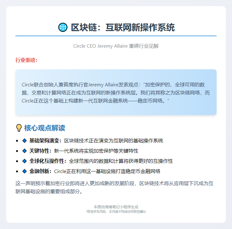 Circle CEO：区块链是互联网新操作系统