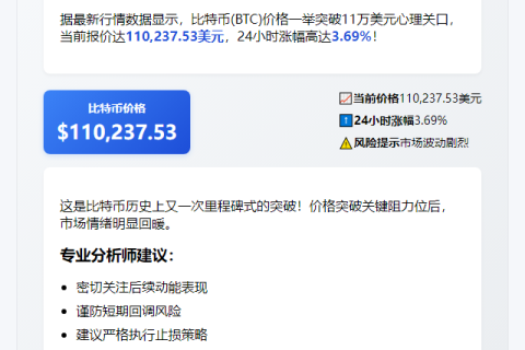 比特币冲破11万美元