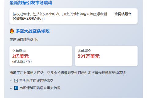 4小时全网爆仓2.06亿 主爆空单