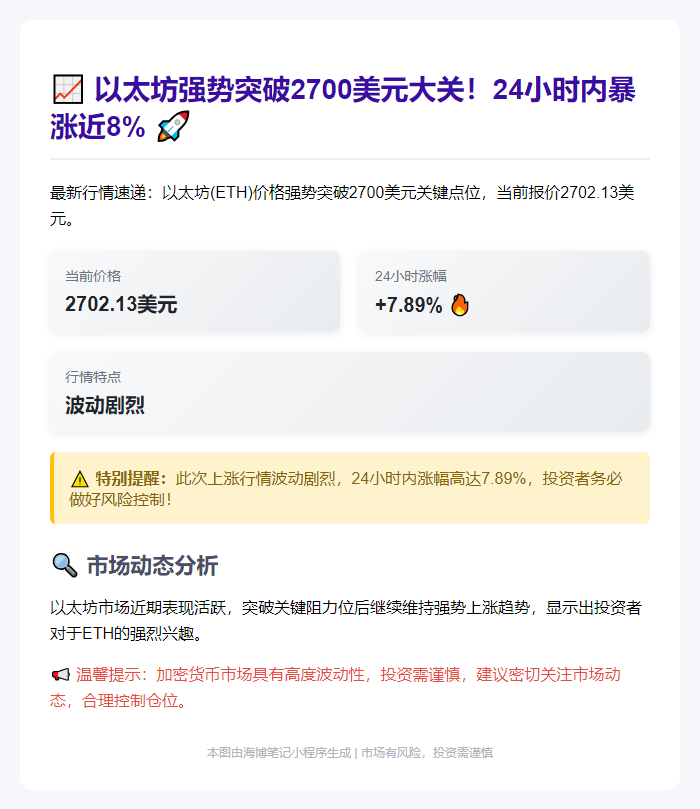ETH突破2700美元