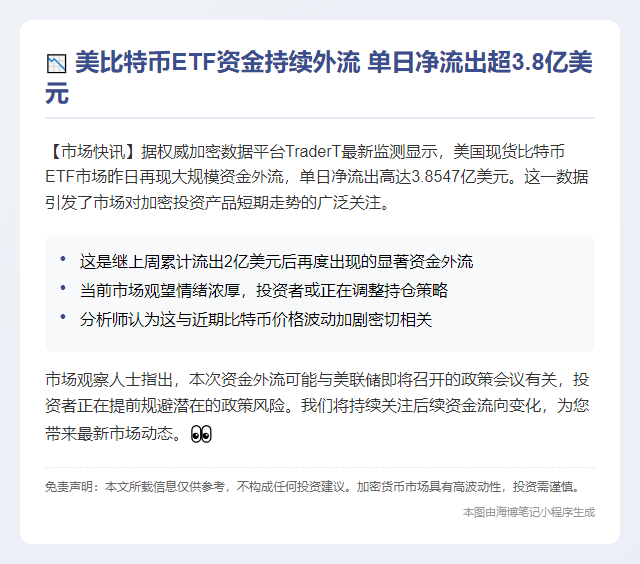 美比特币ETF单日净流出3.85亿美元