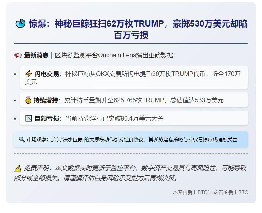 鲸鱼豪掷170万美元购入20万枚TRUMP