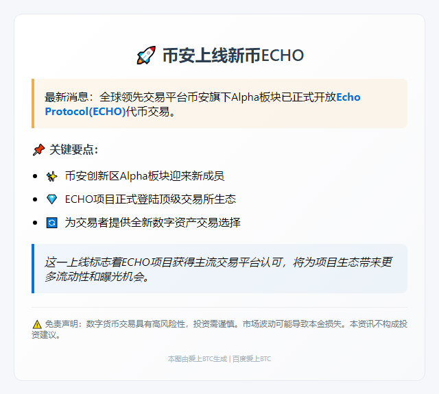 币安上线新币ECHO