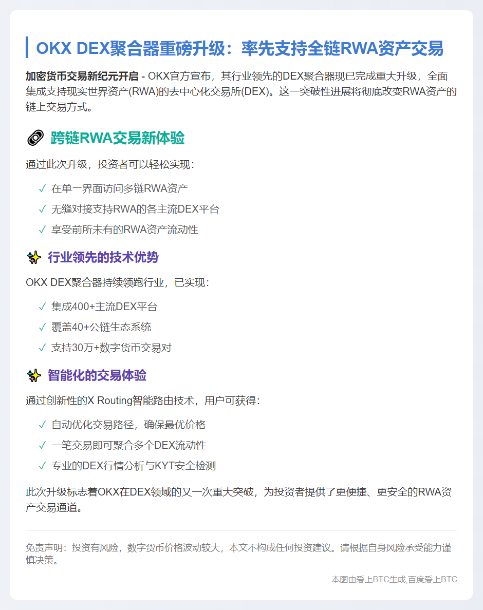 OKX DEX聚合器新增RWA资产支持