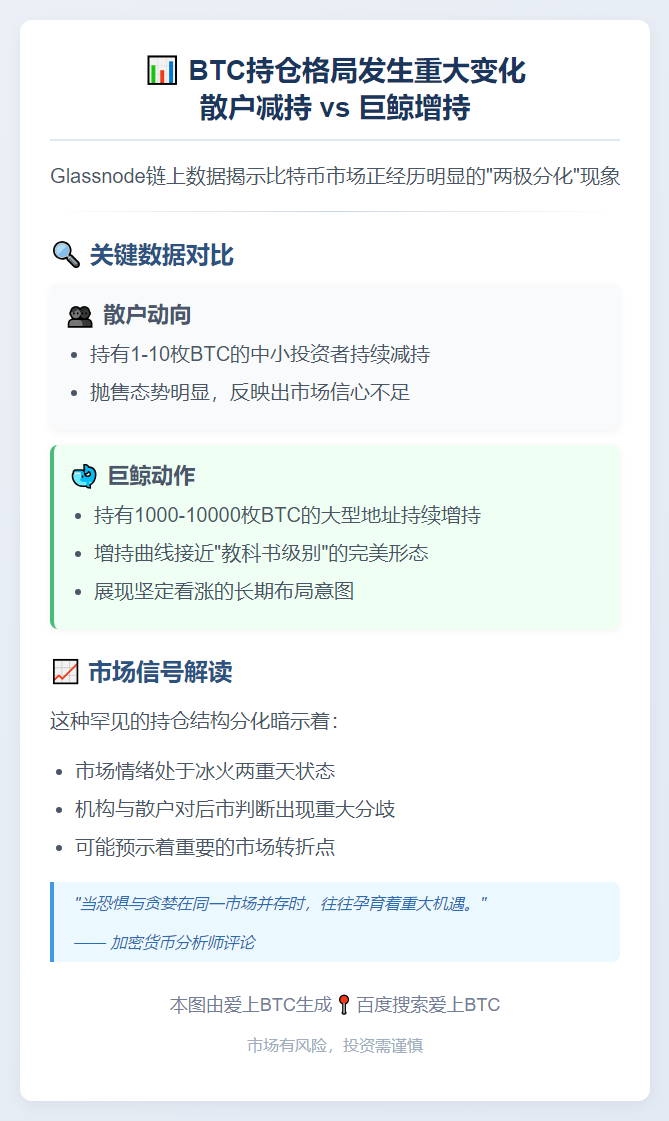 BTC散户减持，巨鲸增持