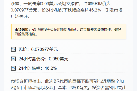 BR跌破0.06美元，日内暴跌46%