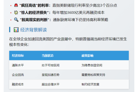 特朗普称美联储利率高3个点